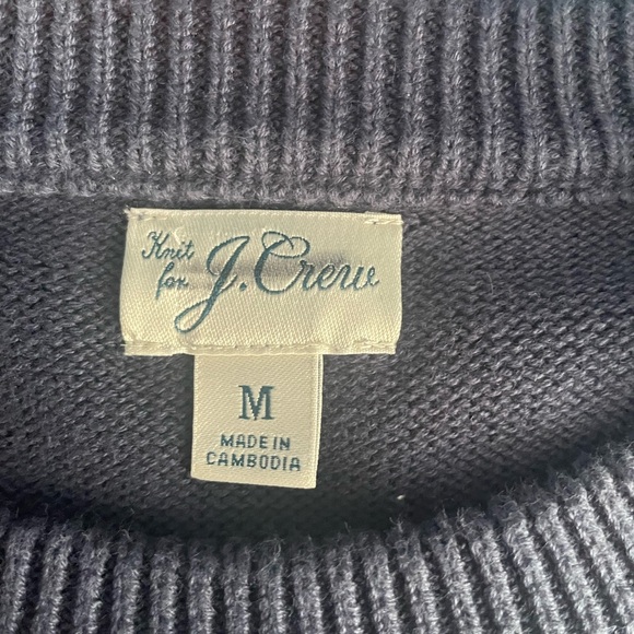 J Crew Men’s Navy Cream Striped 100% Cotton Crew Neck Sweater Size Medium - Picture 6 of 10